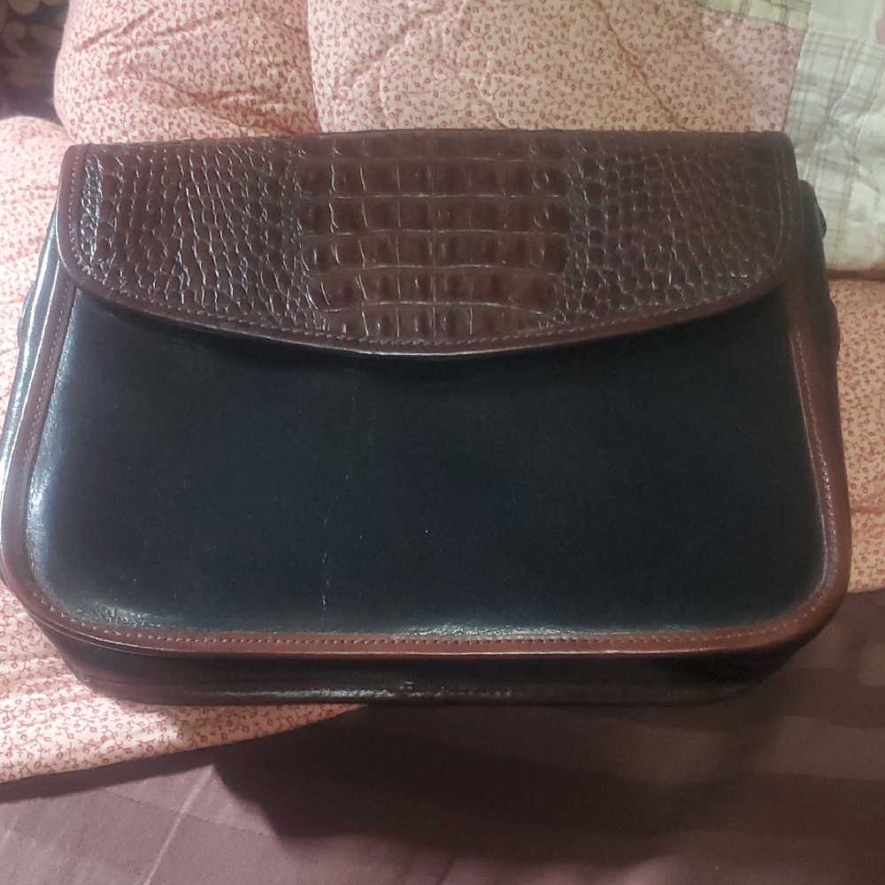 Brahmin Black and Brown Leather Shoulder Bag